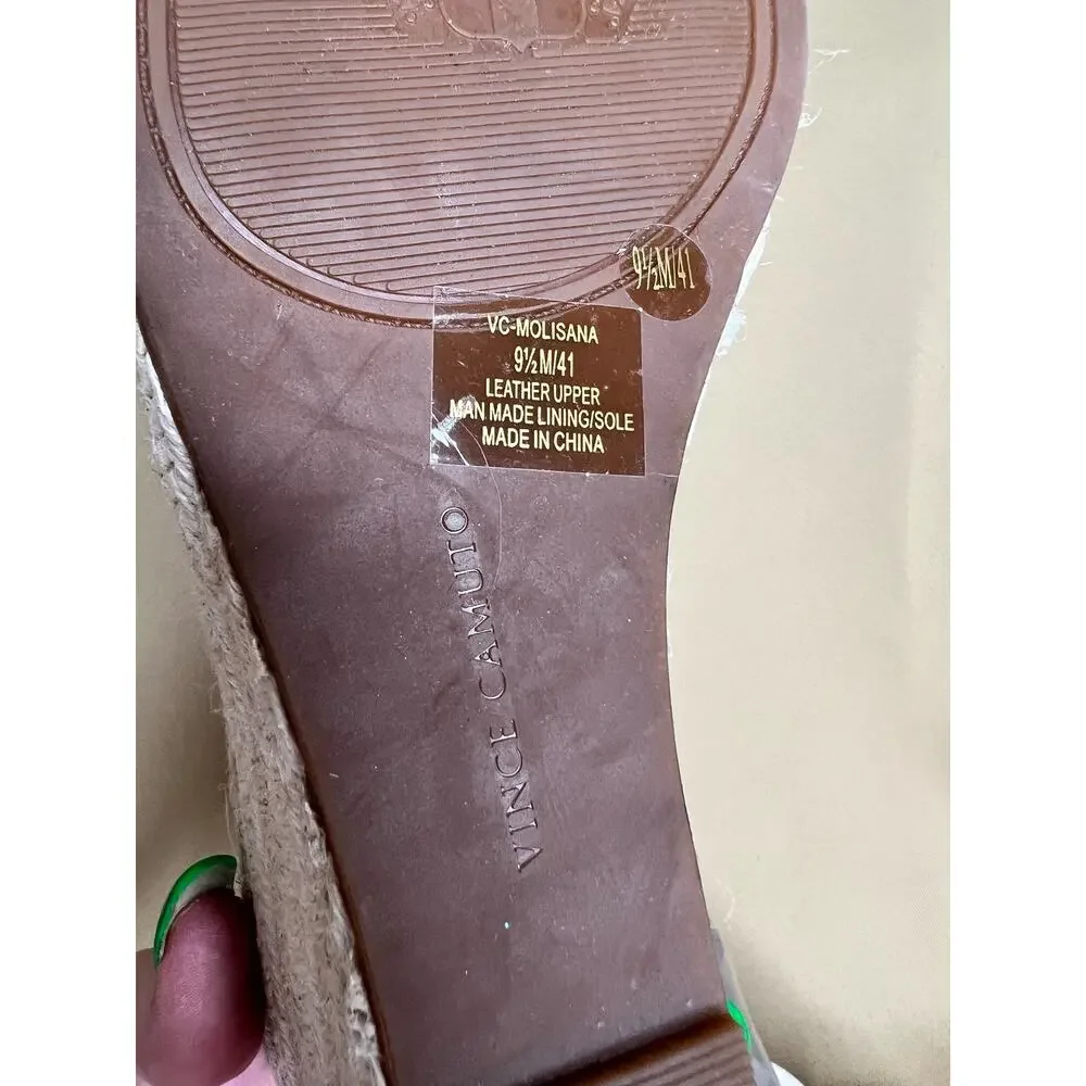 Vince Camuto Molisana Cream Espadrille Wedge Sandal 9.5 New